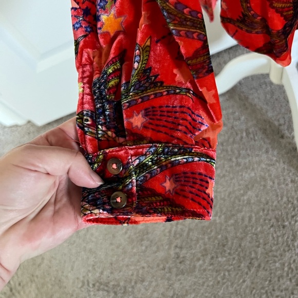 NWOT Maeve Anthropologie Dark Orange Velvet Top 6 - Picture 7 of 13